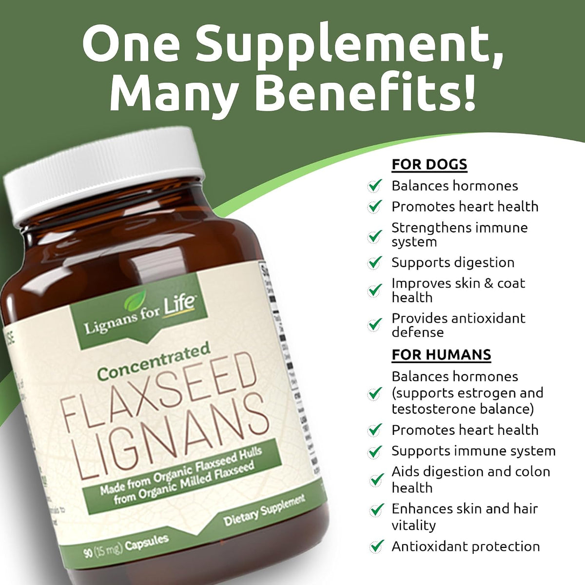 Lignans For Life Flaxseed Lignans for Dogs and People - Organic Flaxseed Supplement for Hormonal Support, 15mg, 90 Capsules - görsel 3
