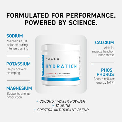 Kaged Hydra-Charge Electrolyte Hydration Powder – Apple and Limeade, 60 Servings