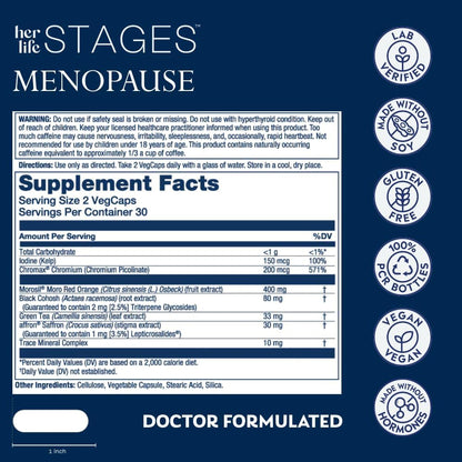 SOLARAY Menopause her Life Stages – Menopause Supplement for Women – Support for Mood, Sleep, Hot Flushes, Night Sweats – Vegan, Gluten-free – 60 VegCaps