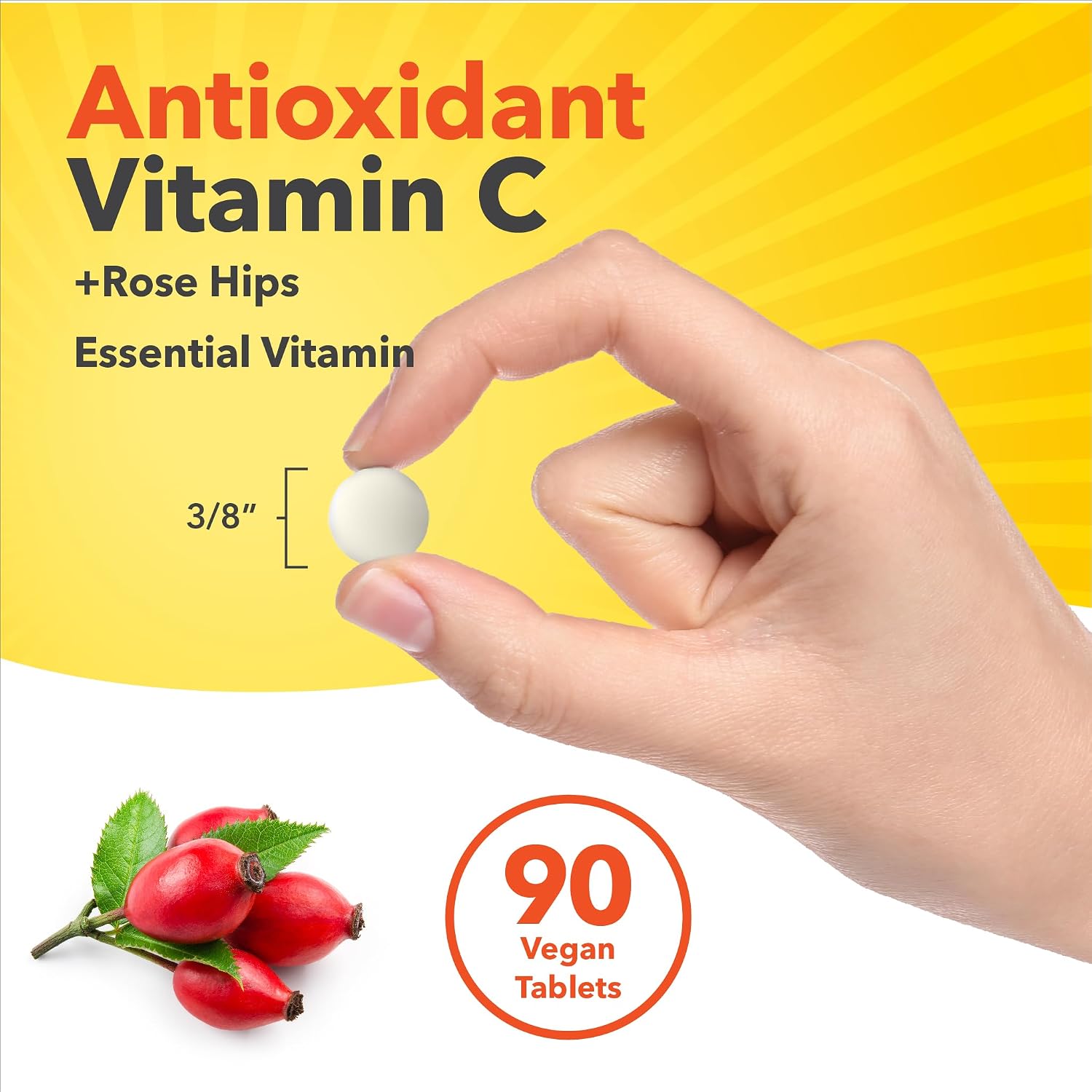 Sundance Vitamin C with Rose Hips | 500mg | 90 Vegetarian Tablets - görsel 6
