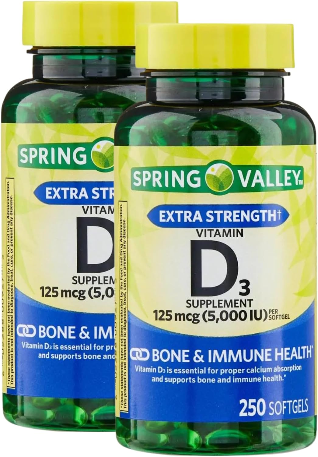 Extra Strength Vitamin D3 5000 IU 125 mcg - 250 Softgels for Bone & Immune Support - görsel 6