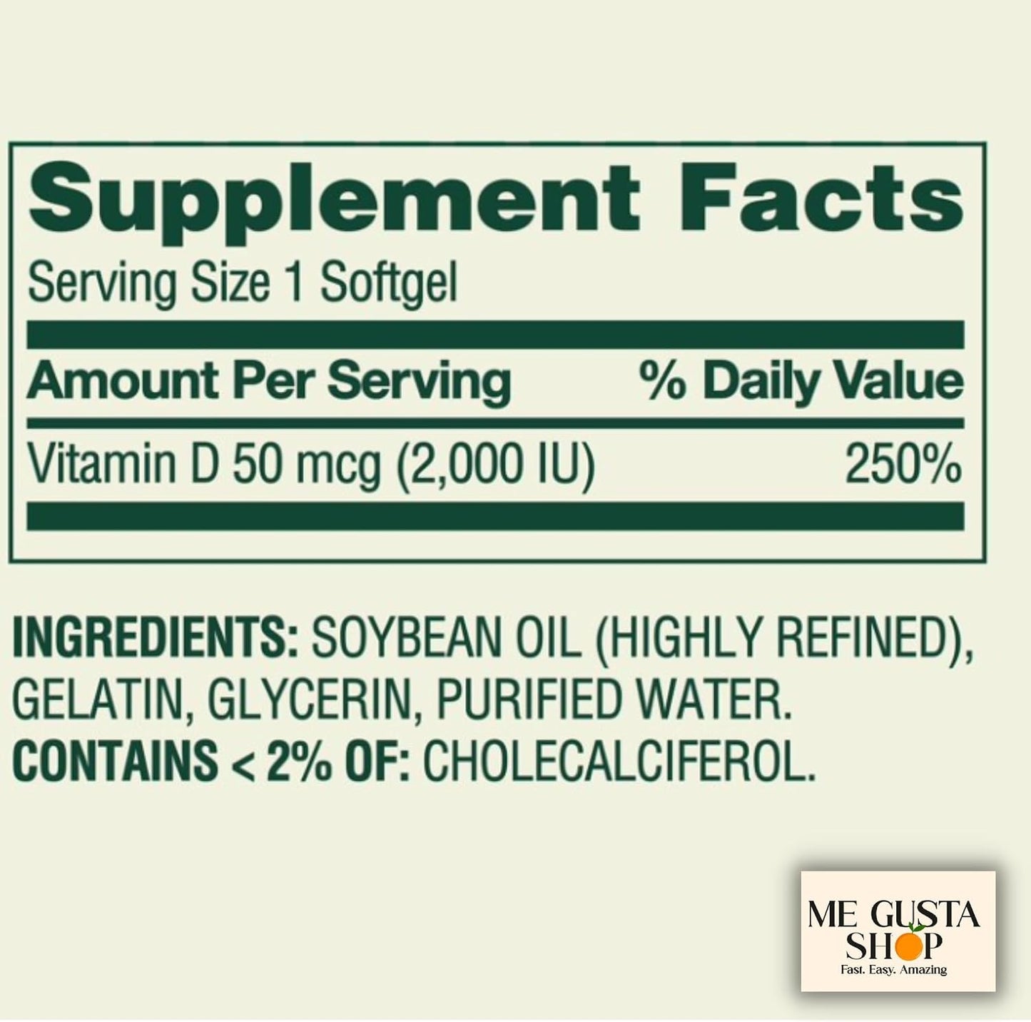 Spring Valley Vitamin D Supplement Softgels, 50 µg (2,000 IU), 400 Count - görsel 6