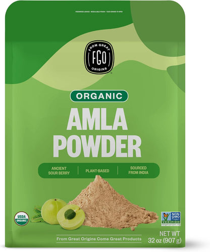 FGO Organic Amla Powder, 907 g - USDA Organic Indian Gooseberry, Non-GMO, Natural Vitamin C