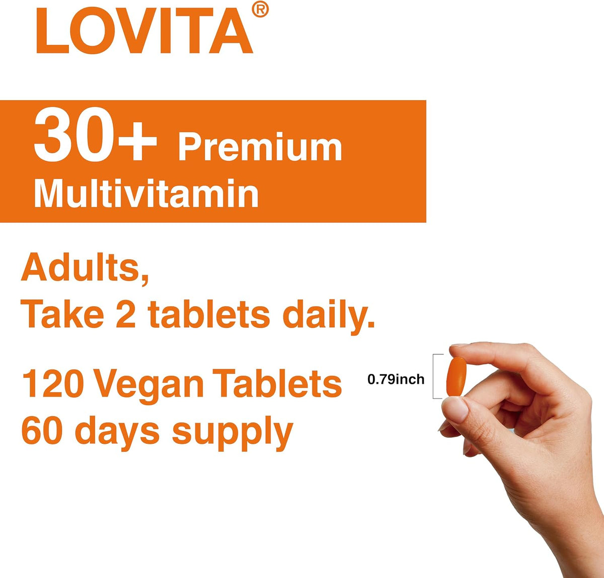 LOVITA Premium Multivitamin for Adults 30+ with Enzymes, Turmeric and Comprehensive Nutrient Support - 120 Vegetarian Tablets - görsel 6