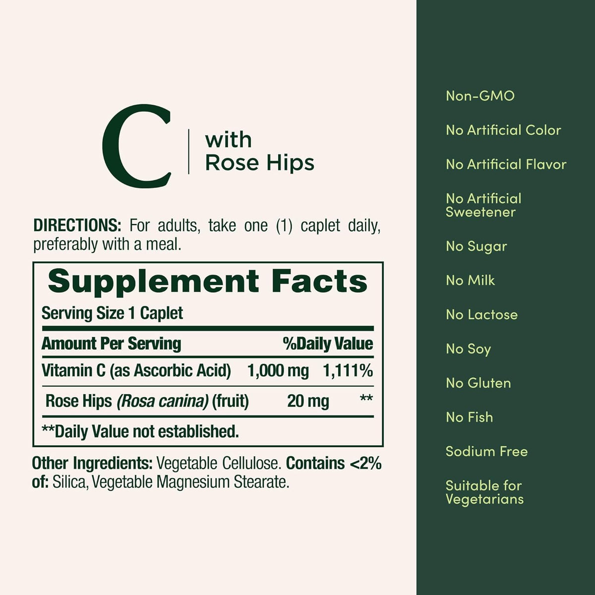 Nature's Bounty Vitamin C with Rose Hips, 1000 mg, 100 Coated Caplets - görsel 5
