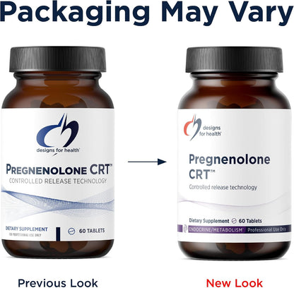 Designs for Health Pregnenolone CRT - 30mg Controlled/Time Release Pregnenolone (10–12 Hour) - Hormone Precursor for Women and Men - Vegan + Non-GMO (60 Tablets)