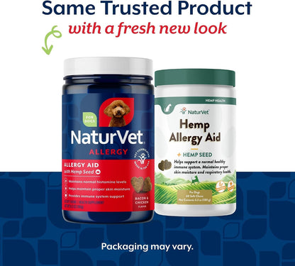 NaturVet Hemp Allergy Aid Supplement for Dogs - Antioxidant & Omega Soft Chews, 60 Count