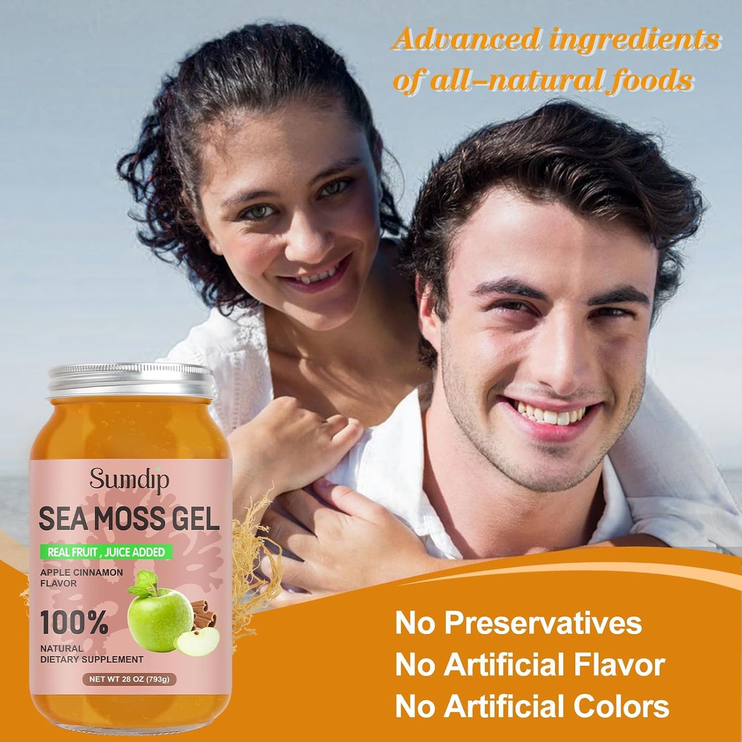 (28oz) Sea Moss Gel, Raw Vegan Irish Seamoss Gel, Immune and Digestive Support, Apple Cinnamon - görsel 7