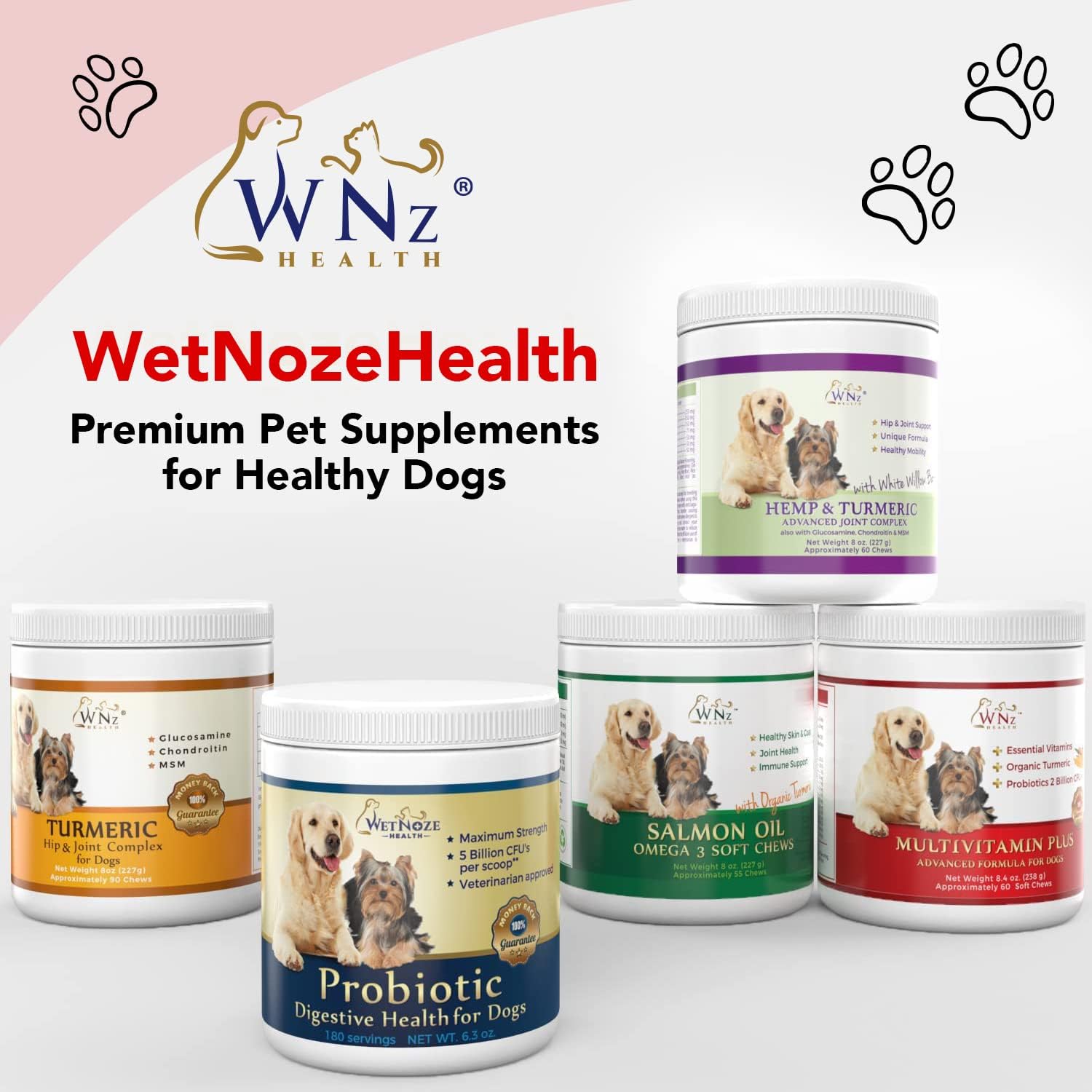 WNz Health Dog Probiotics & Multivitamins with Turmeric & Yucca, 60 Chews - görsel 3