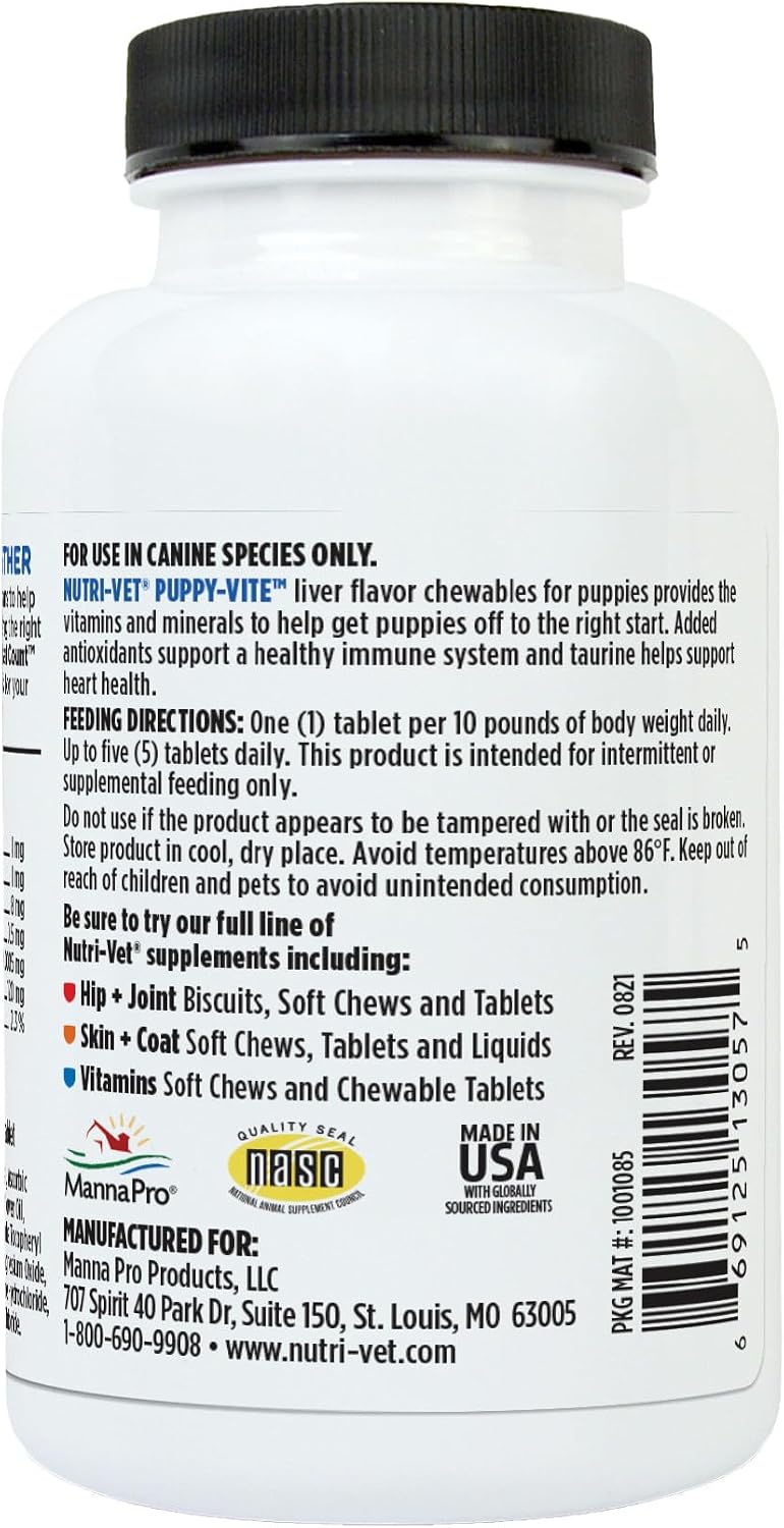 Nutri-Vet Puppy-Vite Chewables for Puppies - Daily Dog Multivitamin with Essential Nutrients, 60 Count - görsel 8