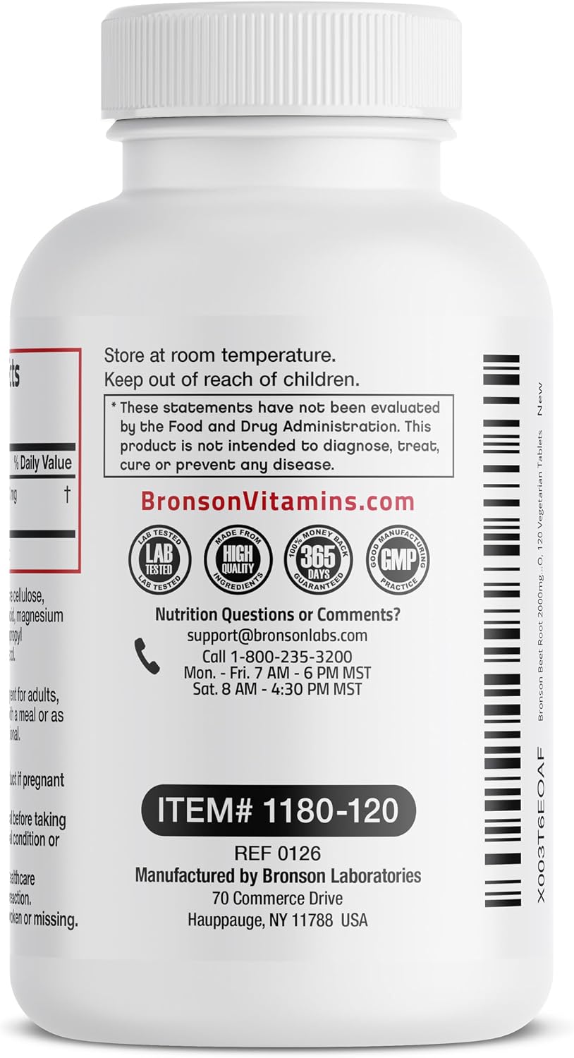 Bronson Beetroot Extra Strength, Non-GMO, 120 Vegetarian Tablets - görsel 7