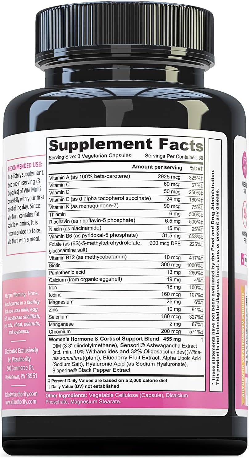 Vitauthority Multivitamin for Women – Daily Multi with DIM, Ashwagandha, and Hyaluronic Acid - görsel 3