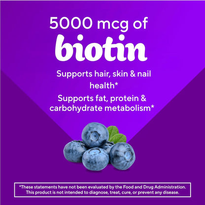 Vitafusion Extra Strength Biotin Gummy Vitamins - 5,000 mcg, Berry Flavoured