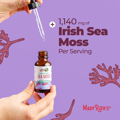 MARYRUTH'S Organic Irish Sea Moss Liquid Drops | Chondrus Crispus | Wild Harvested | Organic Irish Moss Formulated for Adults & Kids Ages 14+ | Unflavoured | Sugar Free | Vegan | Non-GMO | 30 ml
