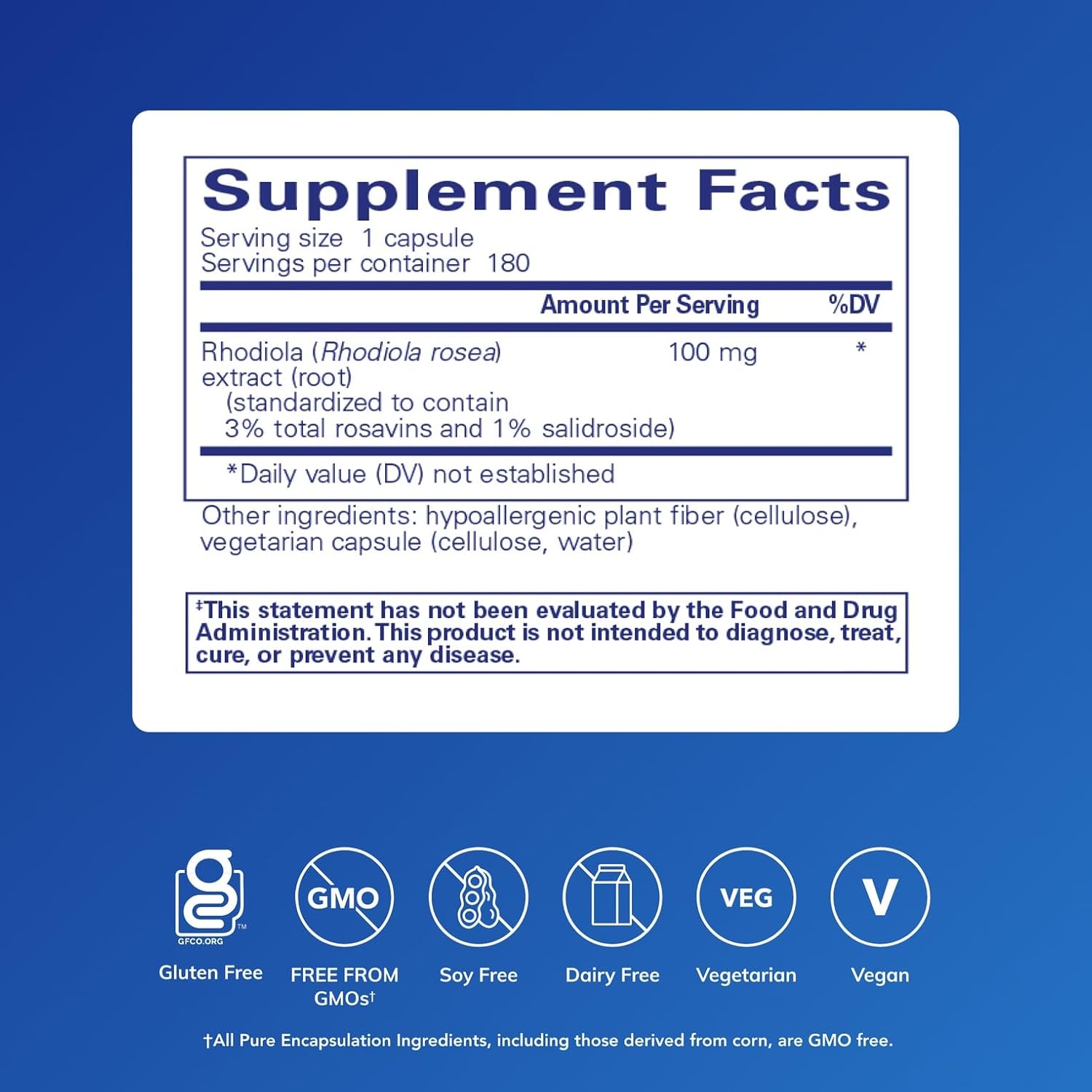 Pure Encapsulations Rhodiola Rosea – Adaptogen Stress Supplement, 180 Capsules - görsel 2