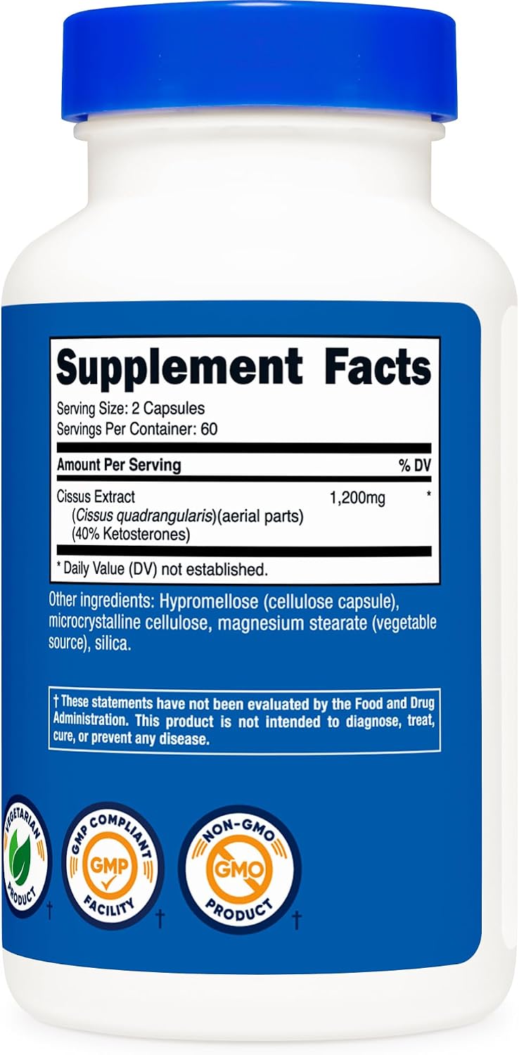 Nutricost Cissus Quadrangularis 1200 mg - 120 Capsules (60 Servings) - görsel 5