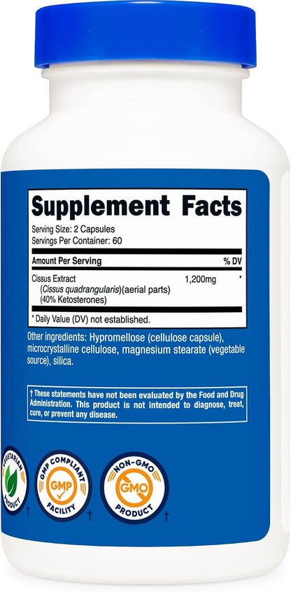 Nutricost Cissus Quadrangularis 1200 mg - 120 Capsules (60 Servings)