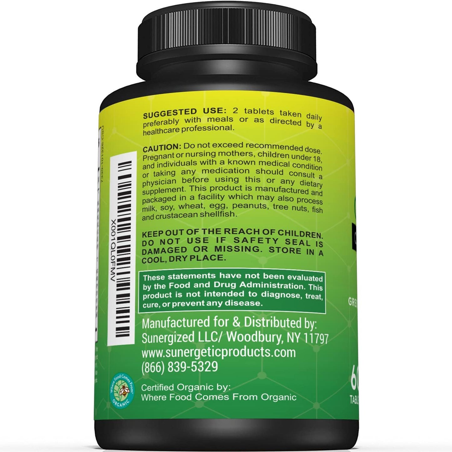 Sunergetic Premium USDA Organic Greens Superfood Tablets – 60 Tablets - görsel 3
