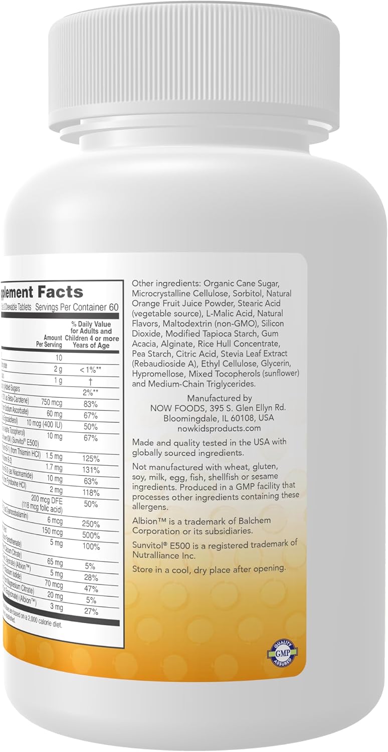 NOW Foods Kid Vits Multivitamin - Juicy Orange - 120 Chewable Tablets - görsel 3