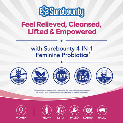 Surebounty Probiotics for Women – 120 Billion CFU, 34 Strains, Prebiotics & Cranberry (30 Capsules)