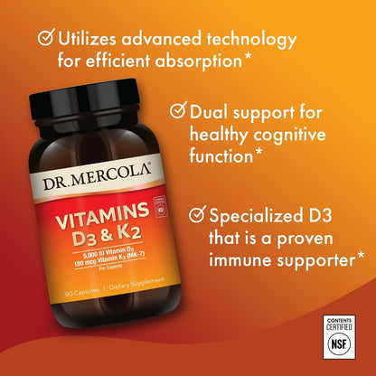 Dr. Mercola Vitamin D3 and K2 - 90 Capsules