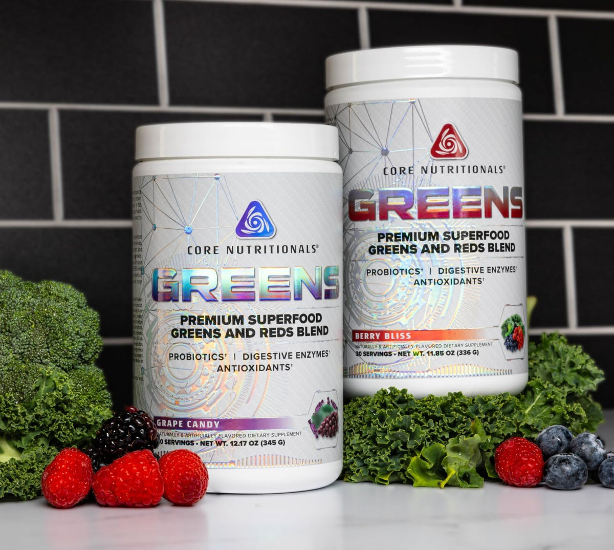 Core Nutritionals Greens | Premium Superfood Reds & Greens Blend | 5 Billion CFU Probiotics, Digestive Enzymes, & Antioxidants | 30 Servings (Grape Candy) - görsel 7