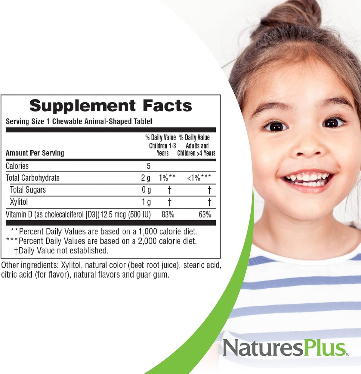 Natures Plus Animal Parade Sugar-Free Children's Vitamin D3 - 500 IU - Black Cherry Flavour - 90 Chewable Animal Shaped Tablets - görsel 5