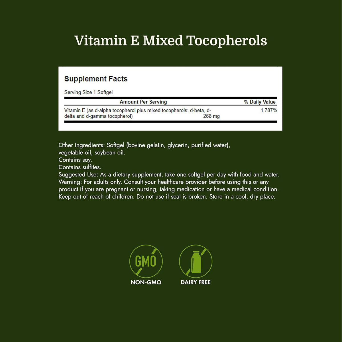 Swanson E-400 Mixed Tocopherols - Antioxidant Food Supplement to Support Heart Health* - Contains D-Alpha Tocopherol - Non-GMO - 250 Softgels - görsel 4