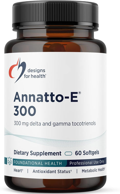 Designs for Health Annatto-E 300 mg Tocotrienols - DeltaGold Vitamin E Complex Supplement with Delta + Gamma Tocotrienols - Cardiovascular, Healthy Ageing + Antioxidant Support - Non-GMO (30 Softgels)