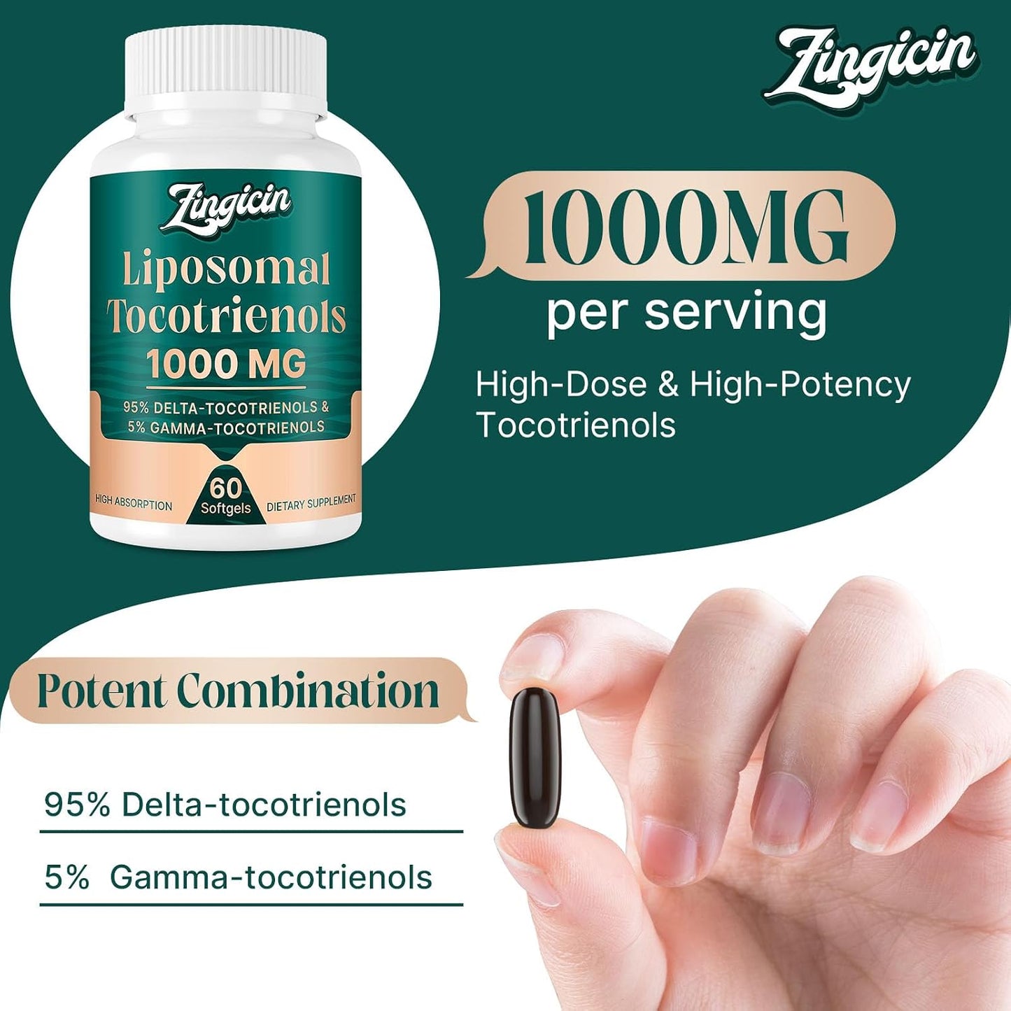 Vitamin E Tocotrienols – Liposomal Tocotrienol Supplement 1000mg – Highly Absorbable Delta and Gamma Tocotrienols for Immune and Antioxidant Support – 120 Softgels - görsel 2