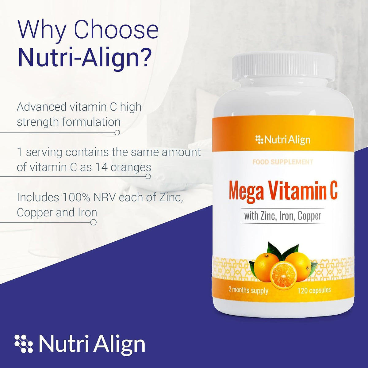 Nutri-Align Mega Vitamin C 1000mg - 120 Capsules - görsel 3
