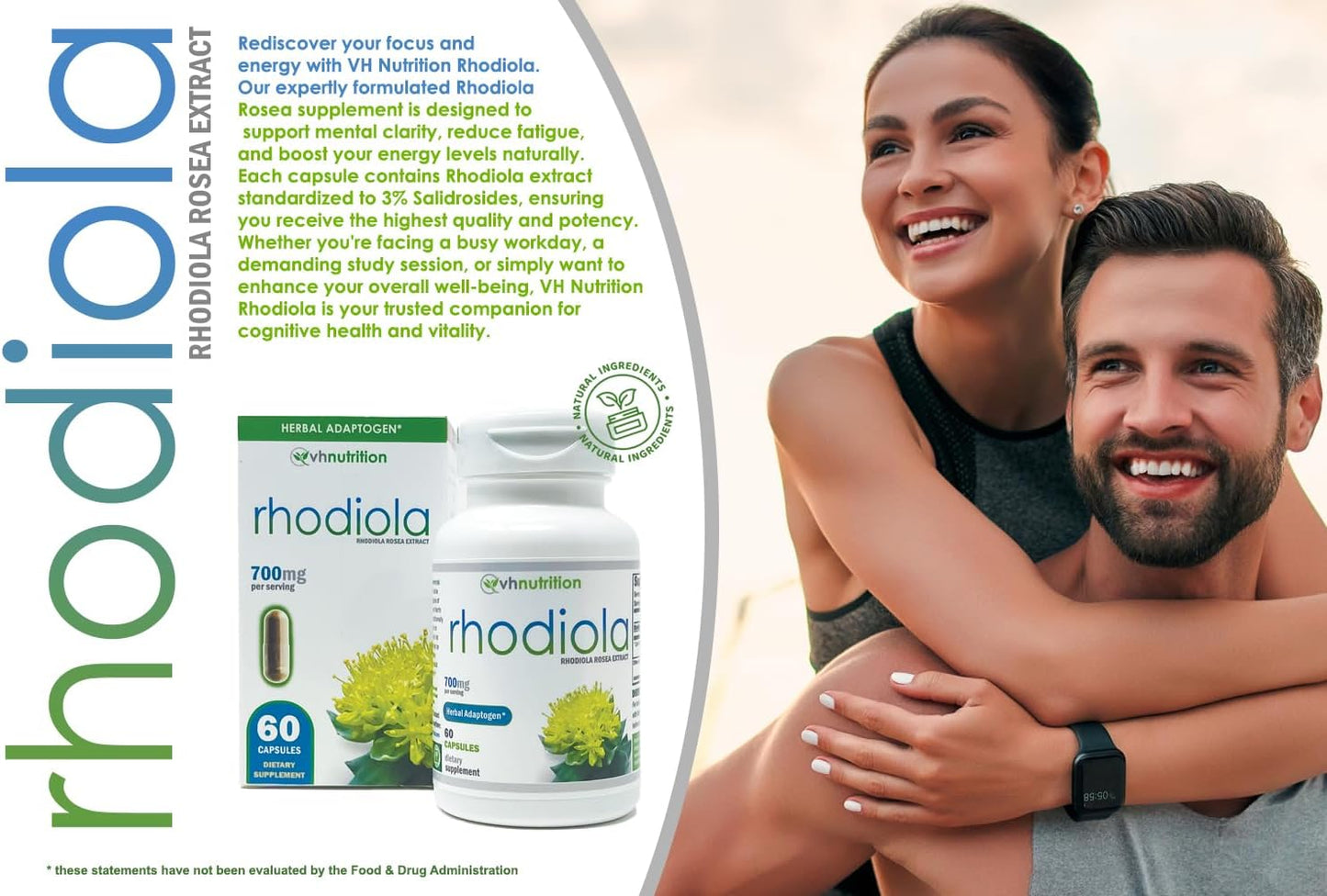 Rhodiola Rosea Food Supplement – 3% Salidrosides Standardised Extract – 60 Capsules - görsel 2