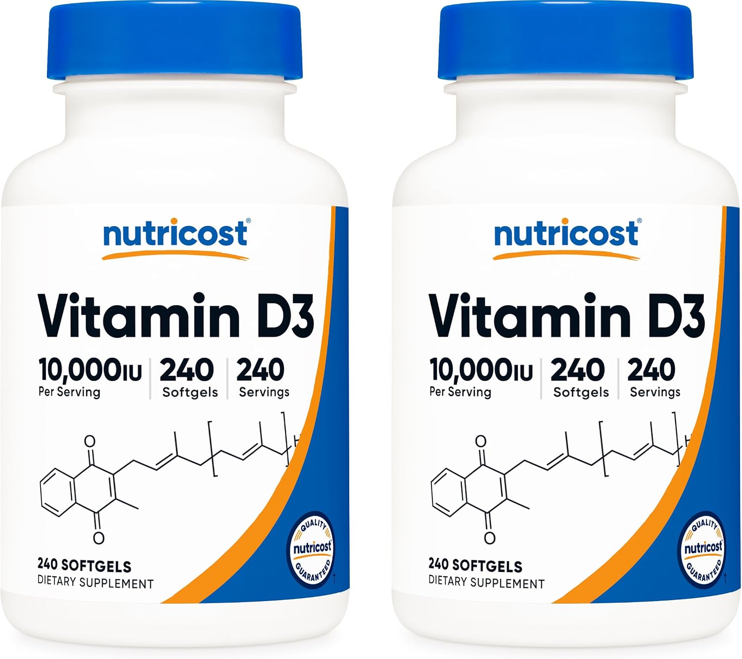 Nutricost Vitamin D3 10,000 IU - 240 Softgels (Pack of 2) - görsel 1