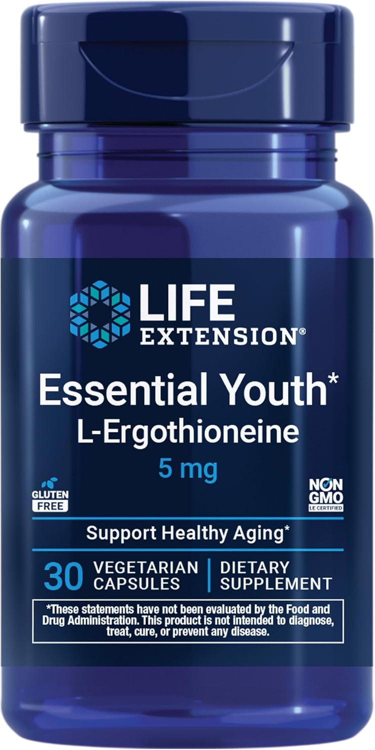 Life Extension Essential Youth L-Ergothioneine – Promotes Longevity & Healthy Ageing – 5 mg – 30 Vegetarian Capsules - görsel 1