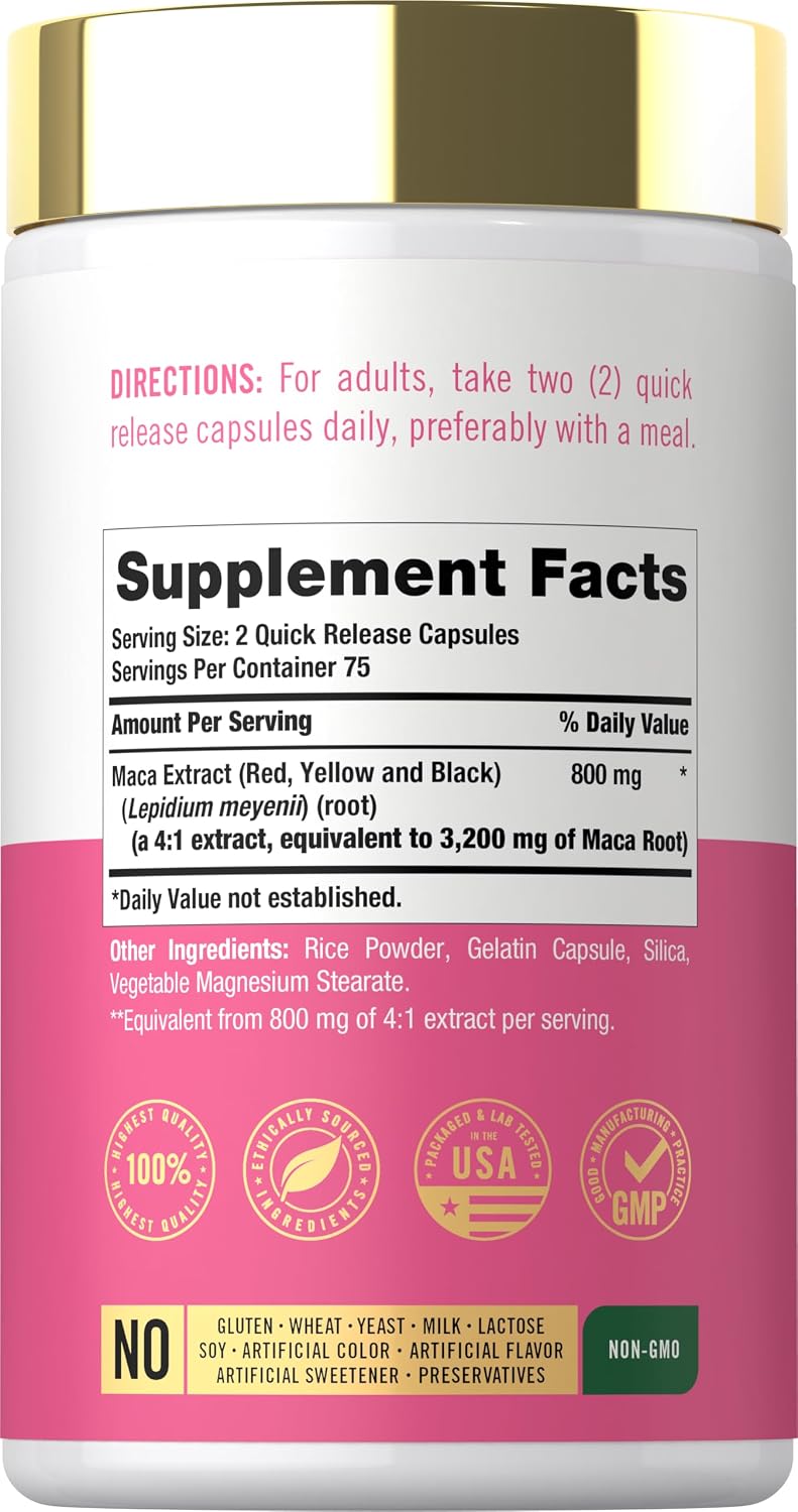 Carlyle Maca Root Capsules for Women | 150 Capsules | Non-GM, Gluten-free Supplement | For Her - görsel 2
