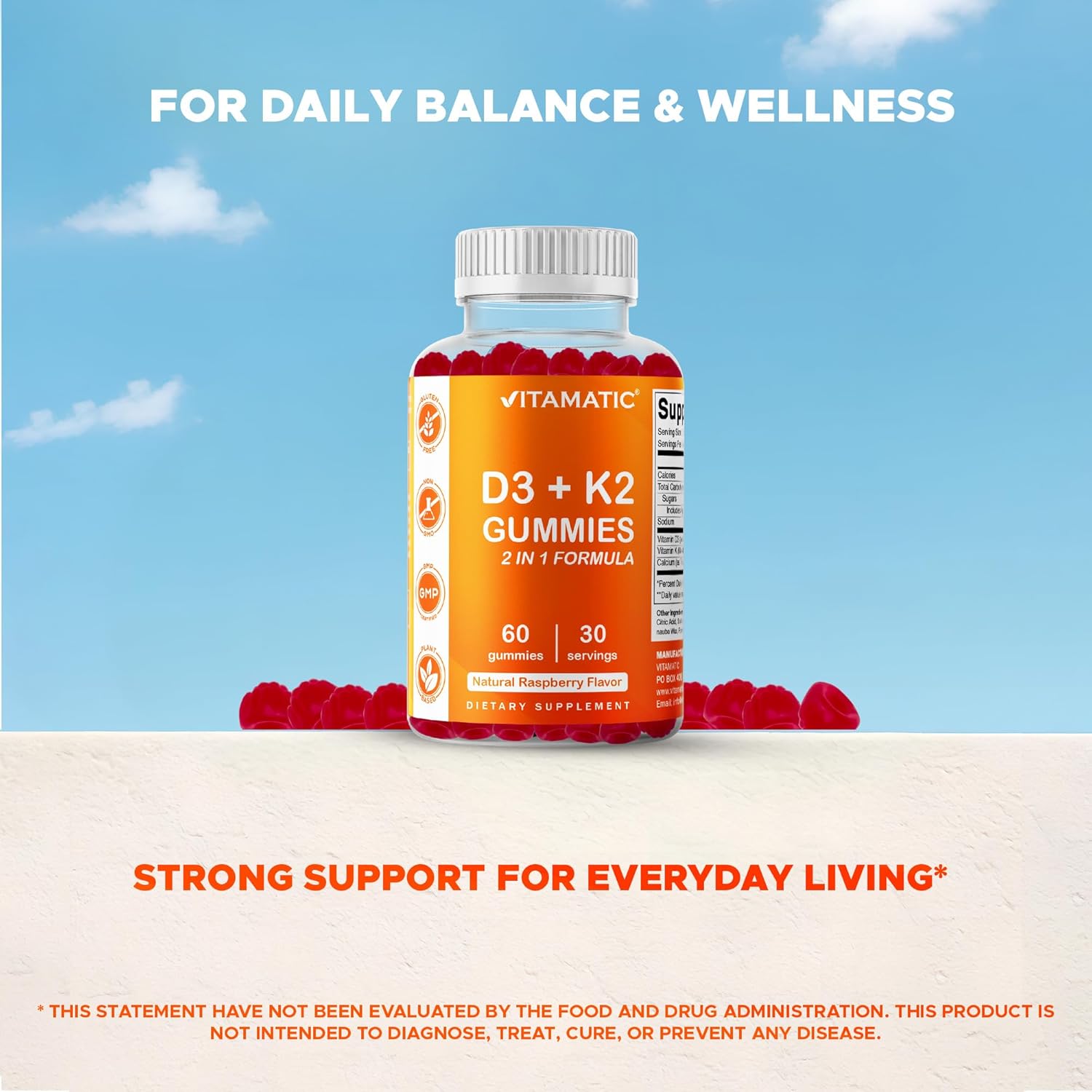Vitamatic Vitamin D3 & K2 Gummies (Pack of Two) – Bone, Heart and Immune Support - görsel 7