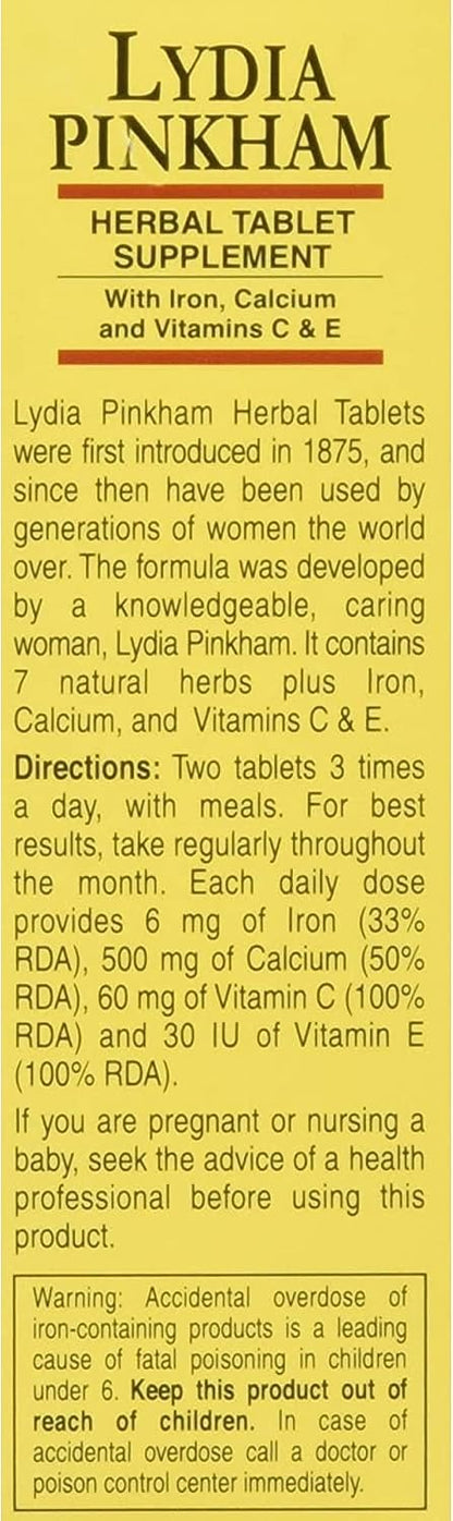 Lydia Pinkham Herbal Tablet Supplement - 72 Tablets (Pack of 4)