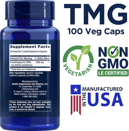Life Extension TMG 500mg – 100 Liquid Veg Caps (Pack of 2)
