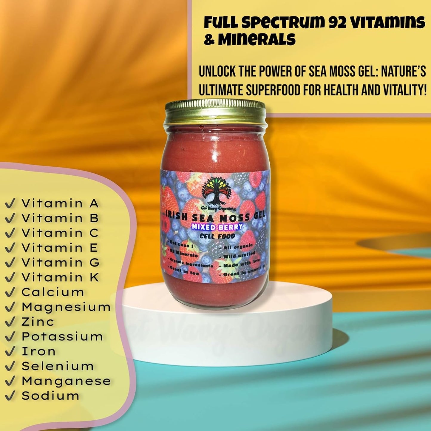 Wildcrafted Irish Sea Moss Gel – Mixed Berry (454g) - görsel 3