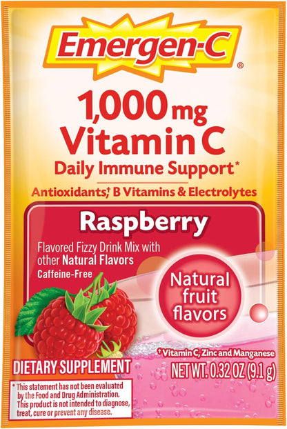 Emergen-C Original Formula Vitamin C Powder, Raspberry, 30 Sachets