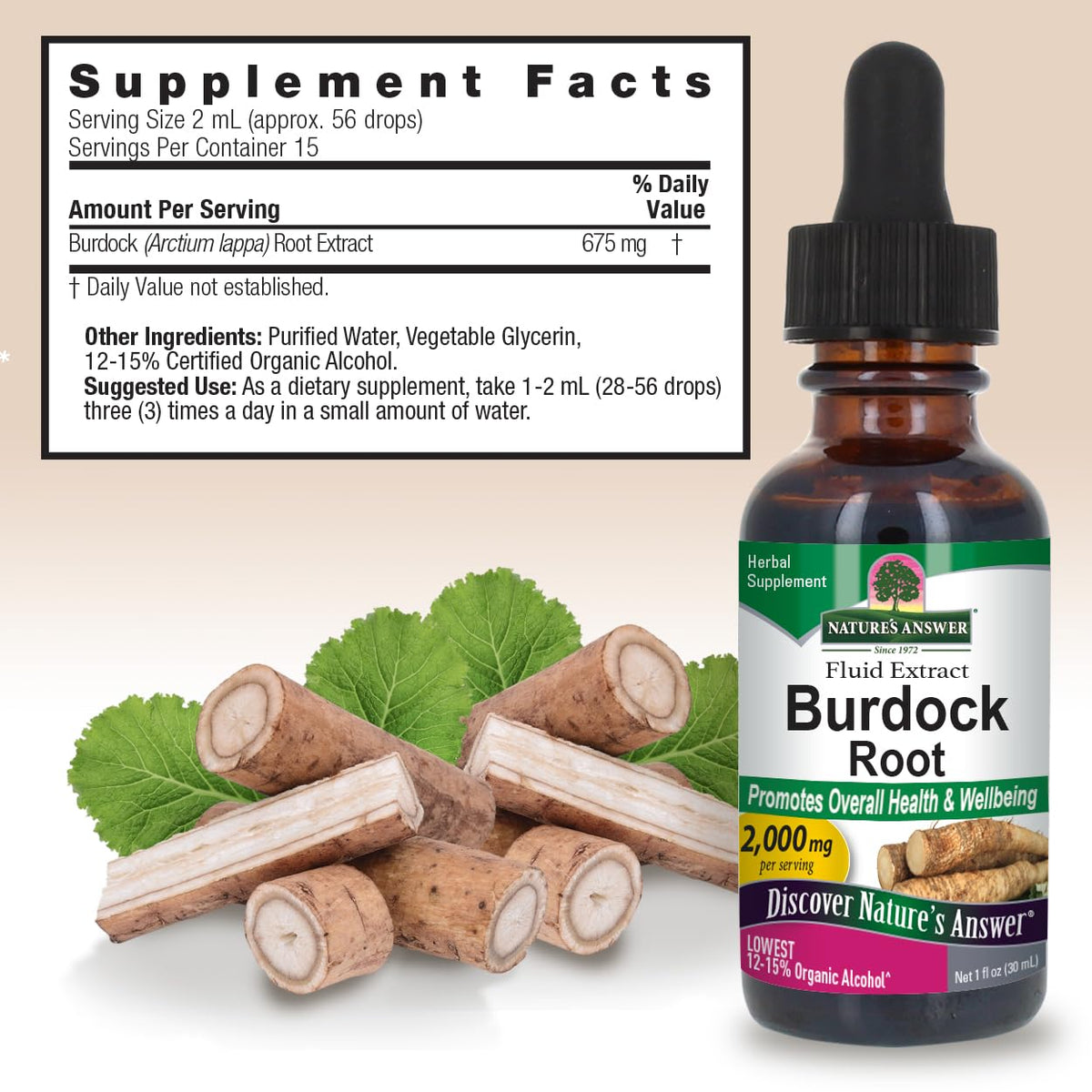 Nature's Answer Burdock Root with Organic Alcohol Extract, 30 ml - görsel 3