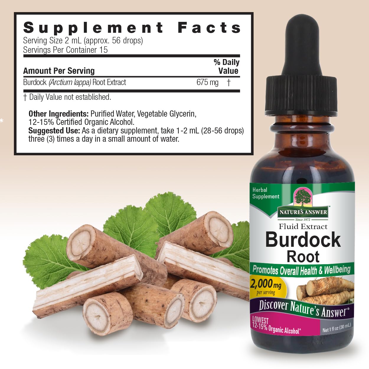 Nature's Answer Burdock Root with Organic Alcohol Extract, 30 ml - görsel 3