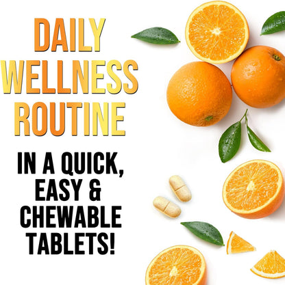 Vitamin C 1000mg per Serving – Extra Strength Chewable with Rose Hips – Sugar Free Orange Flavour – 60 Tablets