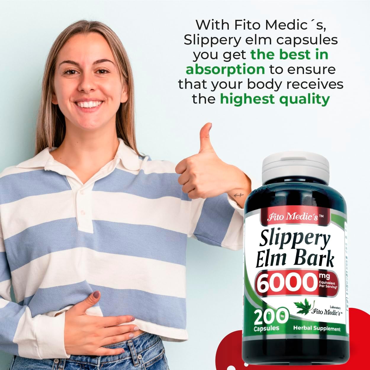 FITO MEDIC'S Lab Slippery Elm Bark Supplement, 200 Capsules - görsel 3
