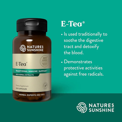 Nature's Sunshine E-Tea Capsules – Traditional Essiac Herbal Supplement for Natural Defence Support