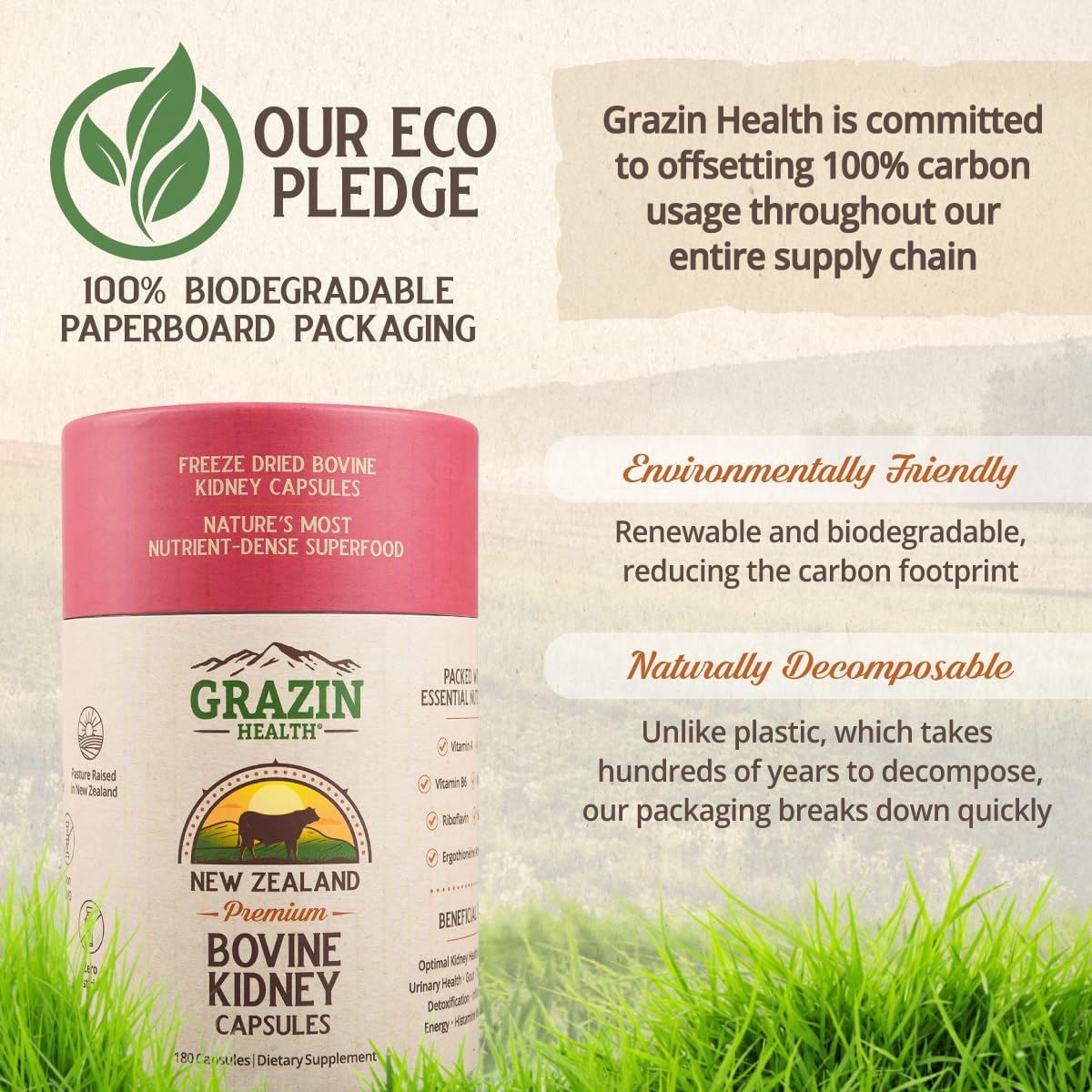 Grass-fed Bovine Kidney Capsules – 3000mg, Whole Food, New Zealand - görsel 4