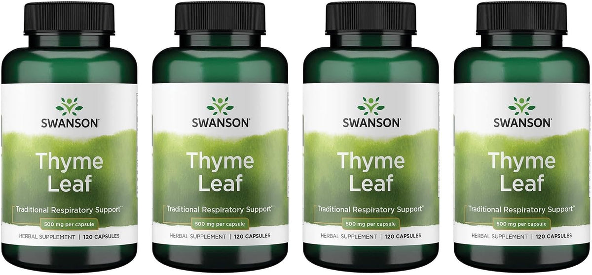 Swanson Thyme Leaf - Herbal Supplement - 120 Capsules, 500mg Each (4 Pack) - görsel 1