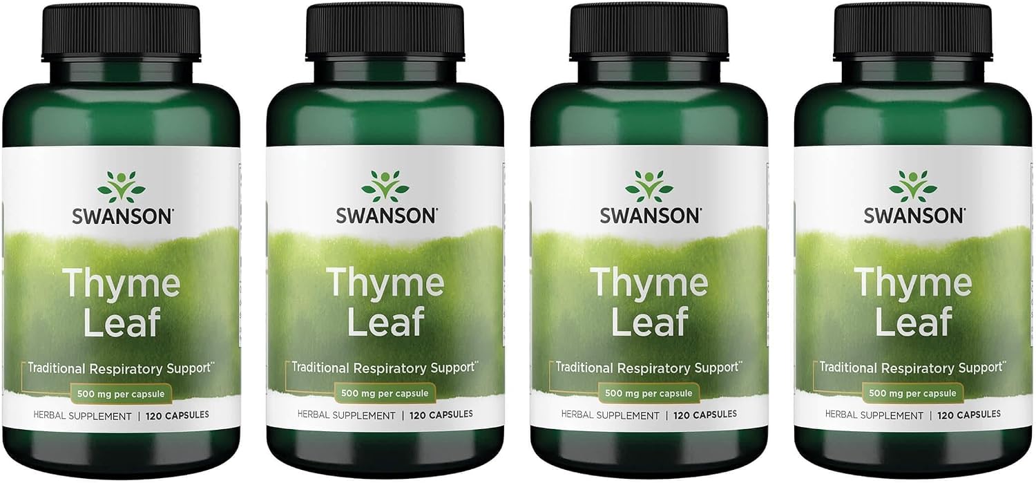Swanson Thyme Leaf - Herbal Supplement - 120 Capsules, 500mg Each (4 Pack) - görsel 1