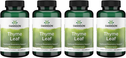 Swanson Thyme Leaf - Herbal Supplement - 120 Capsules, 500mg Each (4 Pack)