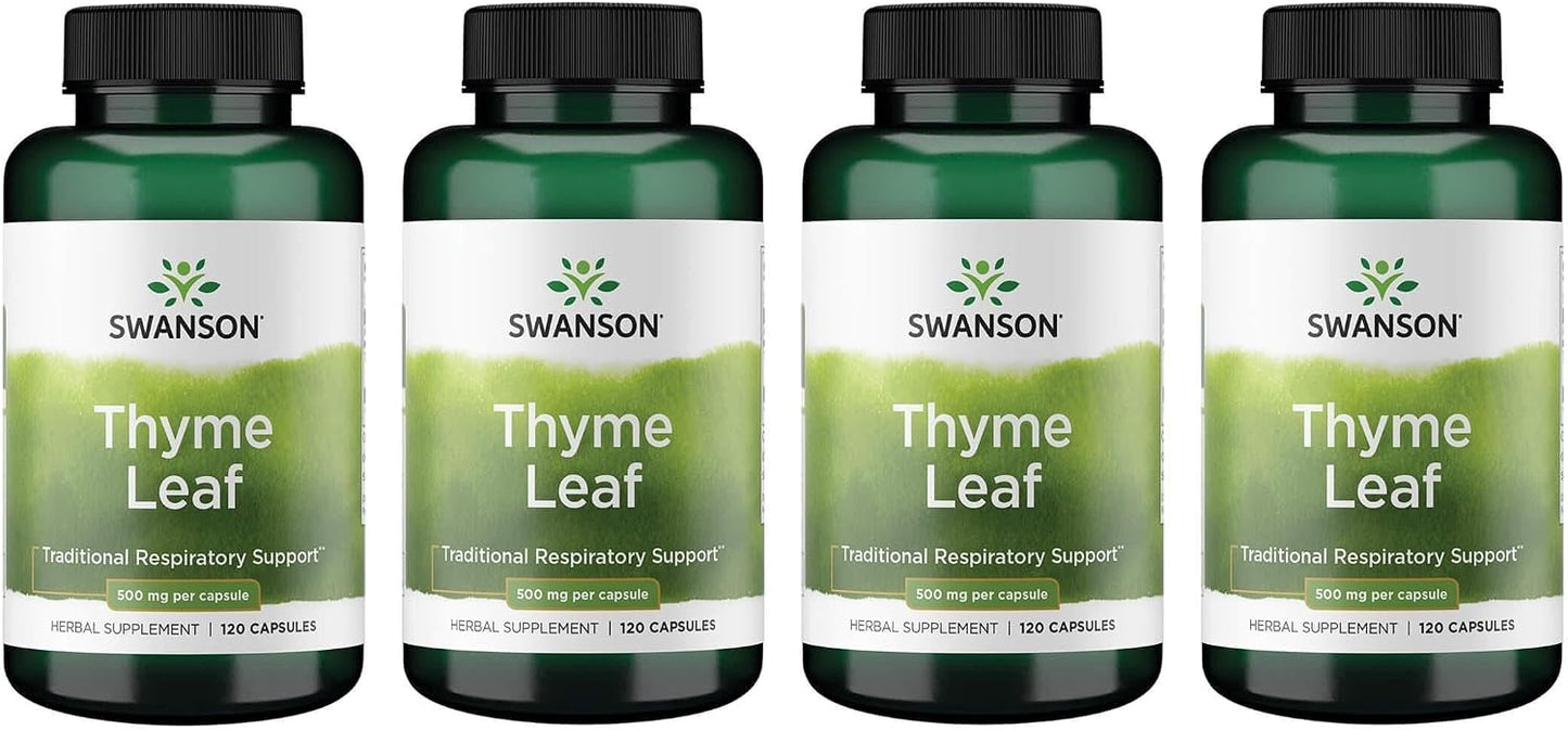 Swanson Thyme Leaf – Herbal Supplement for Respiratory & Digestive Wellness – 120 Capsules (500mg Each) (2 Pack) - görsel 8